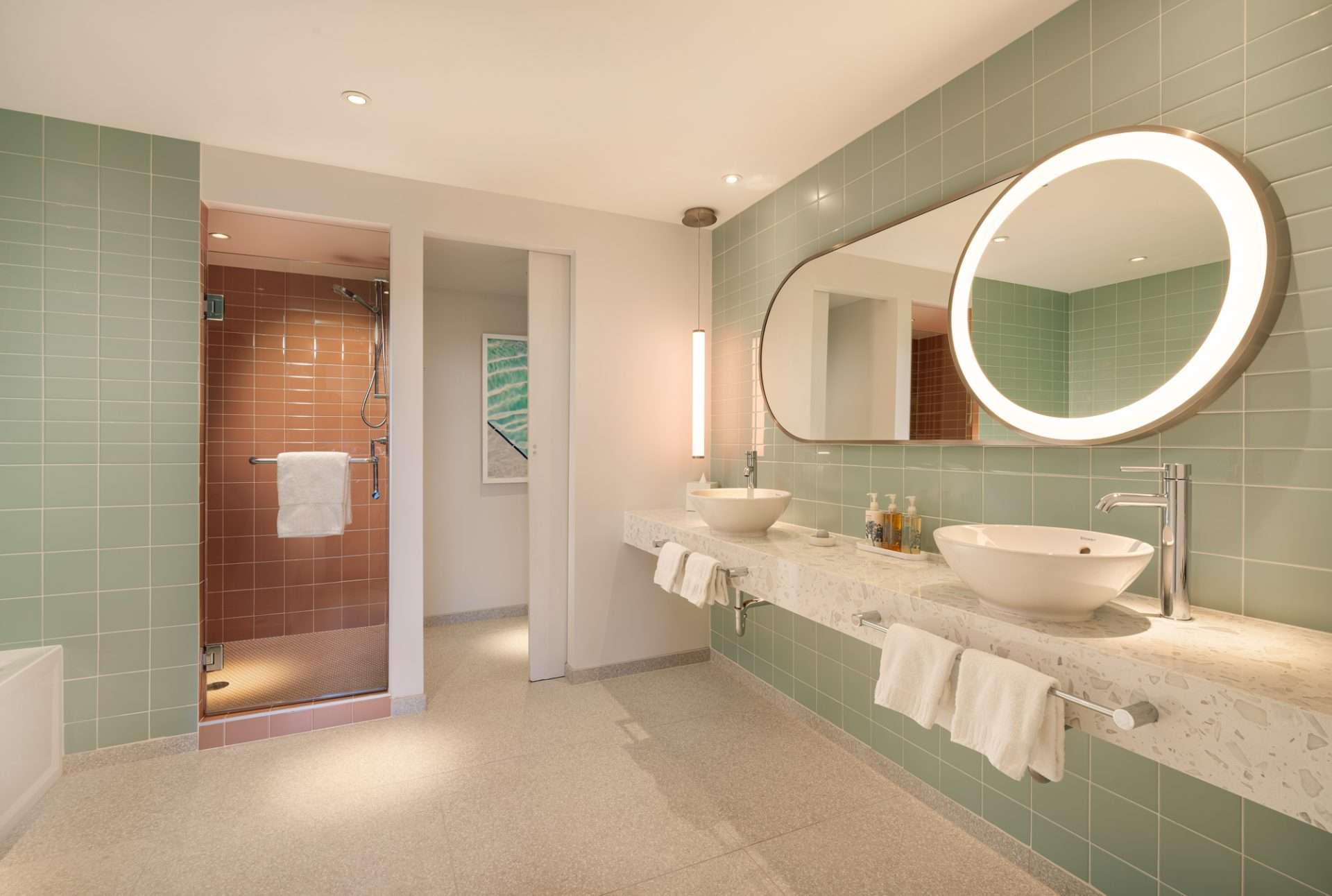 Hideaway Suite master bathroom with vanity mirror
