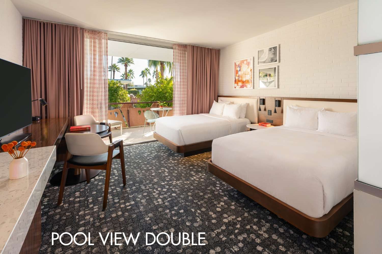 Pool View Double Guest Room looking out to balcony